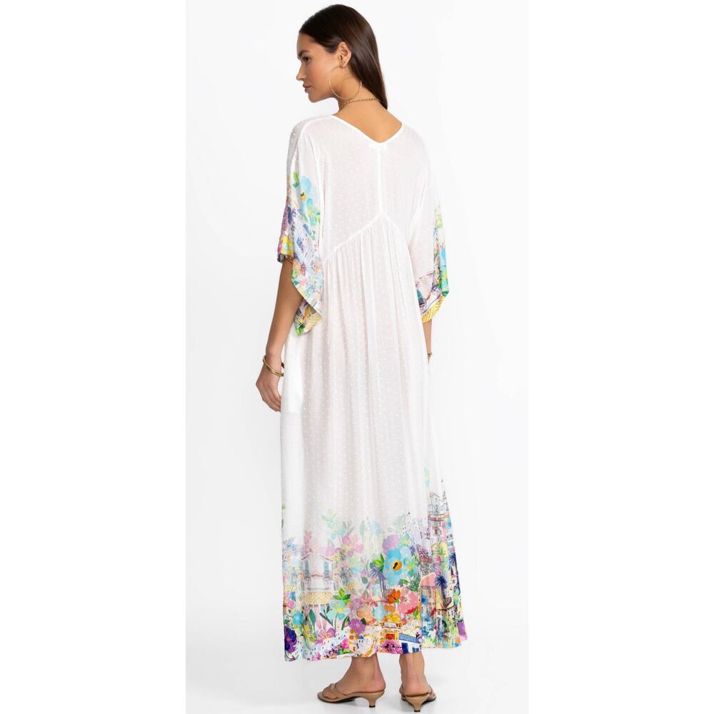 Johnny Was Spello Kaftan XS White Tropical Dolman Kaftan Maxi Dress NWOT - Picture 9 of 14